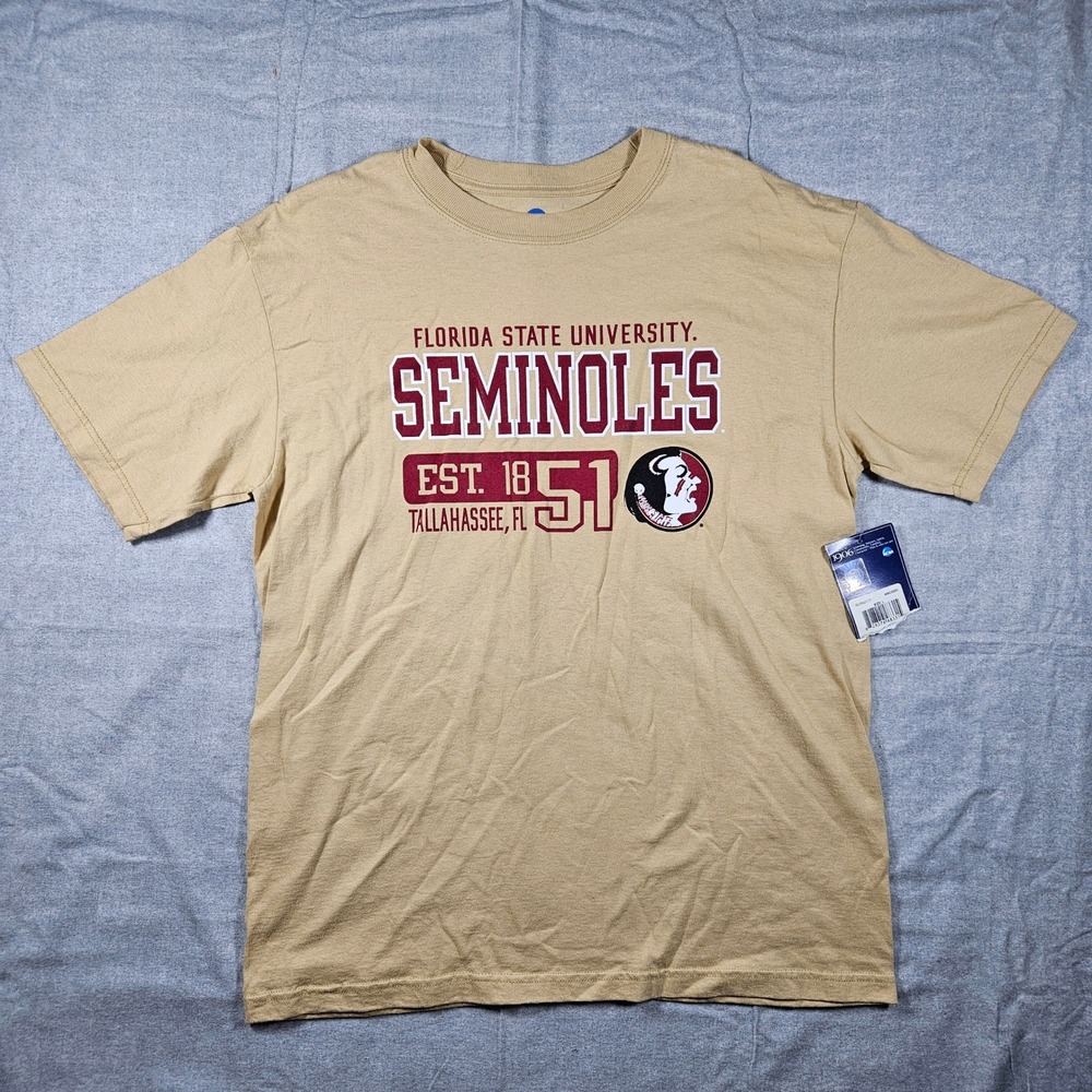 NCAA Florida State Seminoles T-Shirt Mens Large Tan FSU Est 1851 Graphic Tee NWT